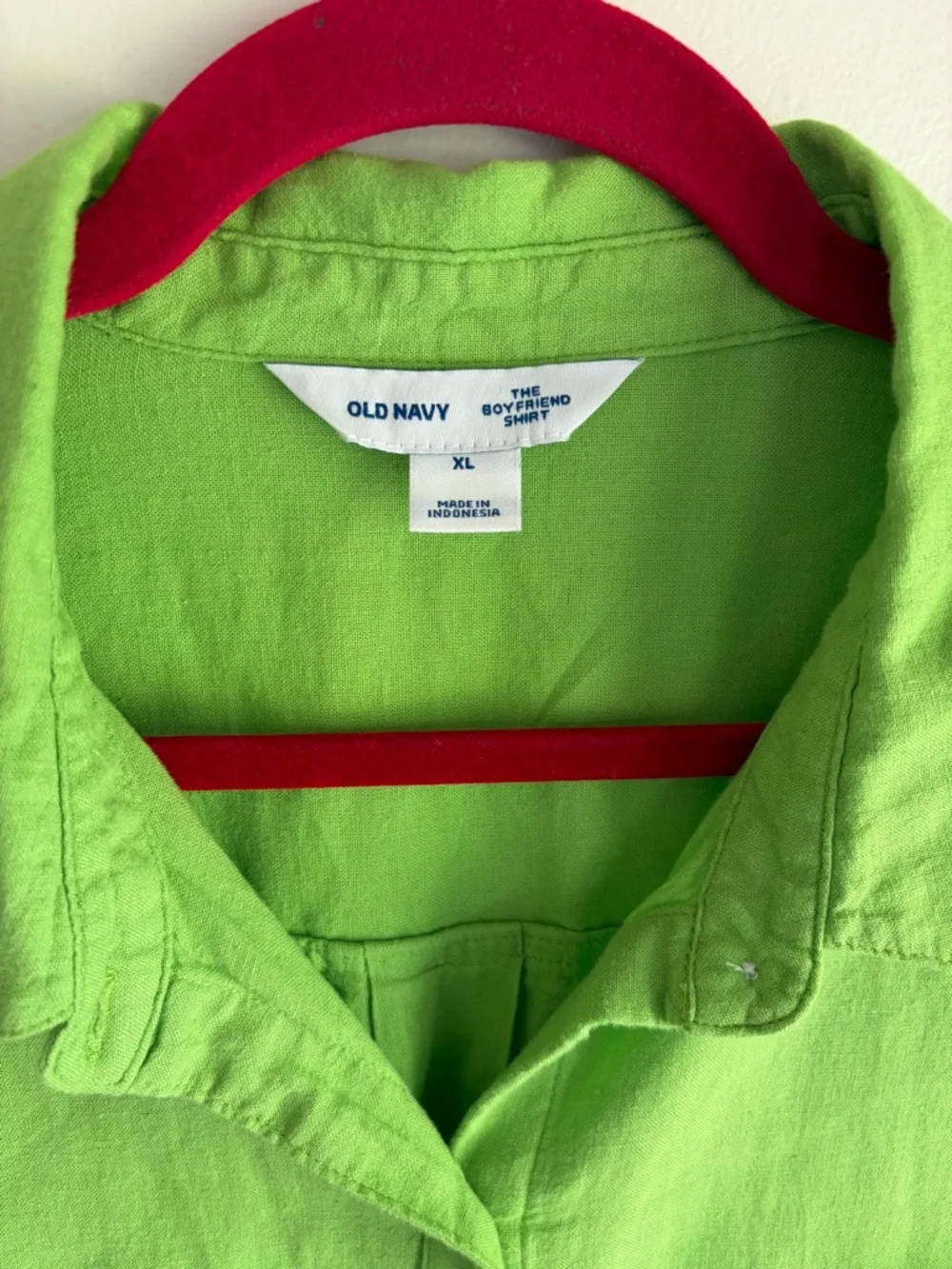 NWT Old Navy The Boyfriend Green Button Down Linen Blend Shirt Size XL - Picture 3 of 7